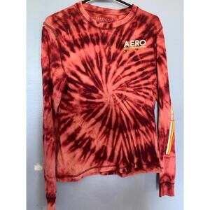 Aeropostale Red Black Tie-dye XS Long Sleeve Casual Shirt​​